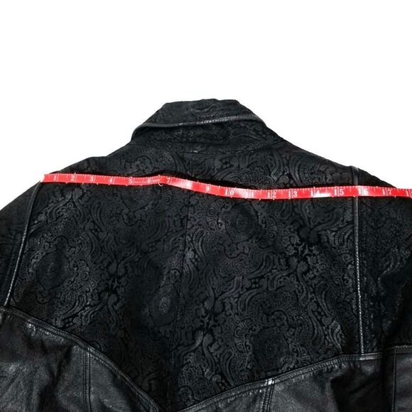 VINTAGE 100% Leather Jacket Paisley Suede Western Cowboy Coat Jacket Mens Medium - Picture 5 of 8